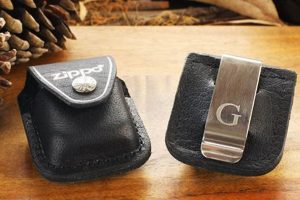 Genuine Black Leather Zippo Cases & Holders |
