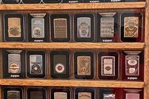 Showcase 25 Zippo Lighters in Oak Cabinet Display |