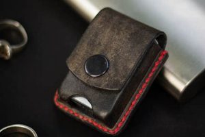 Premium Handmade Black Leather Zippo Holders |
